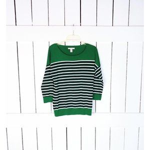 Banana Republic green striped knit pullover sweater top